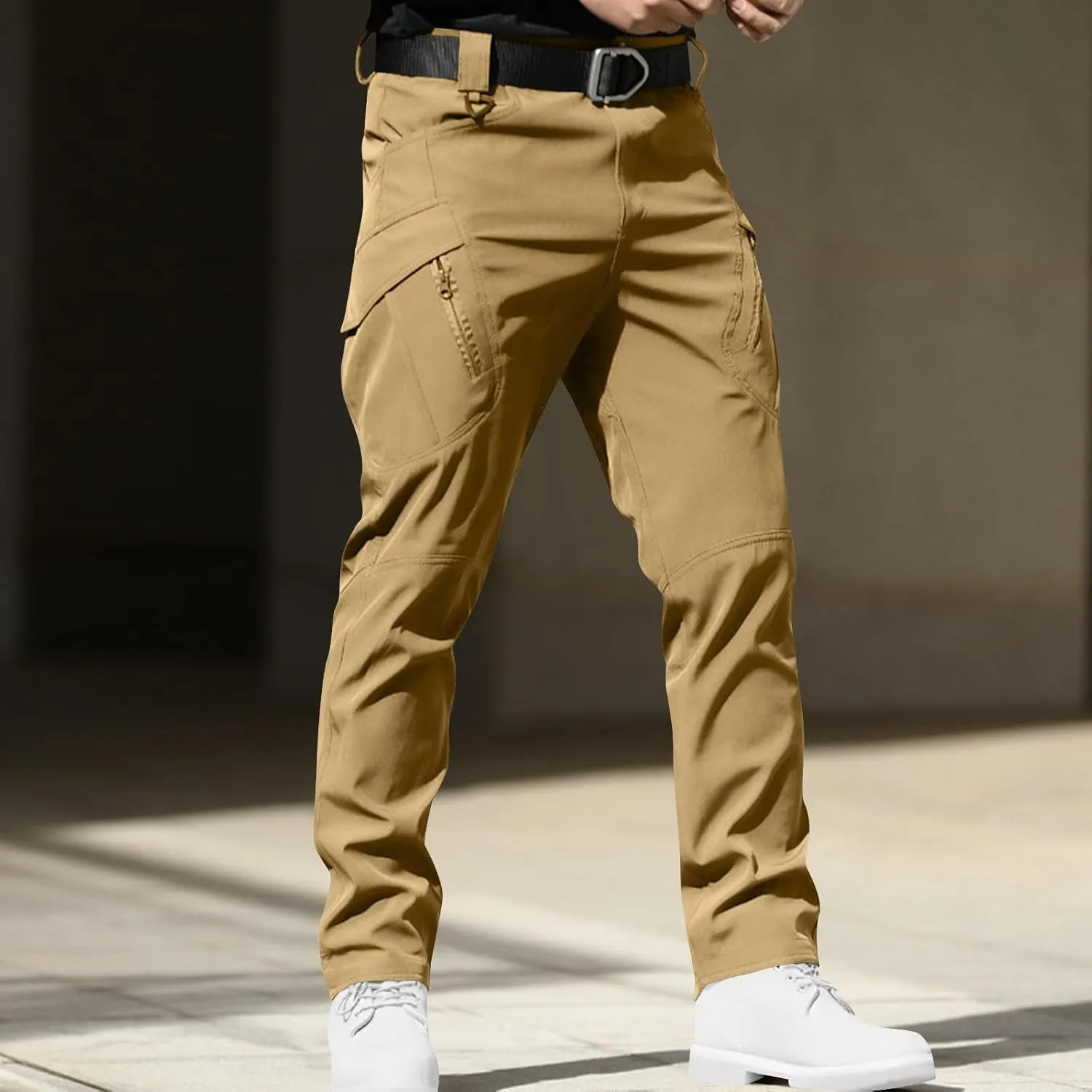 Work Cargo Pants for Men Stretch Multi Pockets Waterproof Hiking Tactical Pants Elastic Waist Camouflage Sweatpants