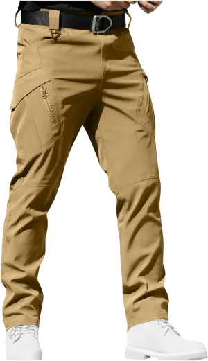 Work Cargo Pants for Men Stretch Multi Pockets Waterproof Hiking Tactical Pants Elastic Waist Camouflage Sweatpants