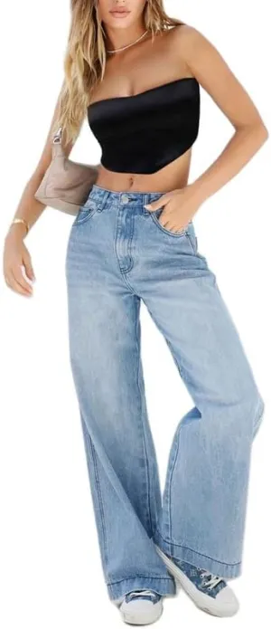 Y2k Baggy Jeans for Women Low Waist Wide Leg Denim Jeans Casual Cargo Pants Harajuku Pockets Trousers Streetwear