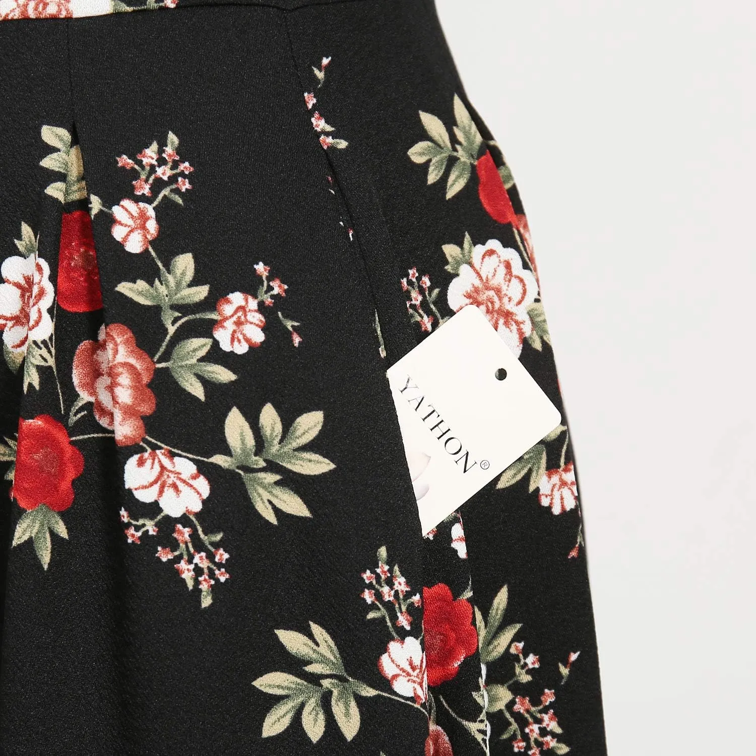 YATHON Women's Vintage Floral Flared A-Line Swing Casual Party Dresses with Pockets