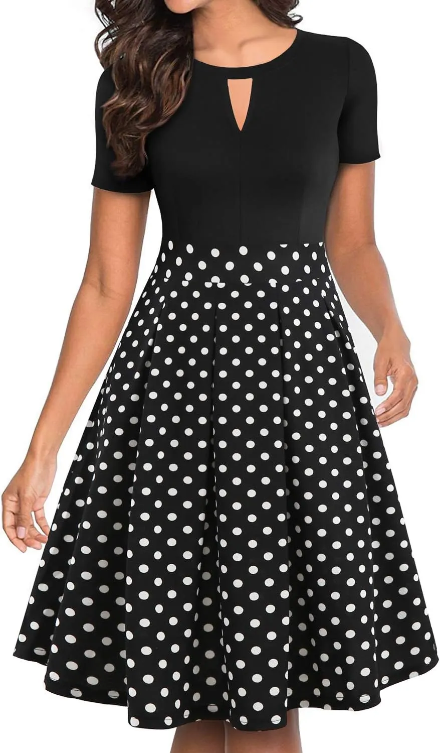 YATHON Women's Vintage Floral Flared A-Line Swing Casual Party Dresses with Pockets