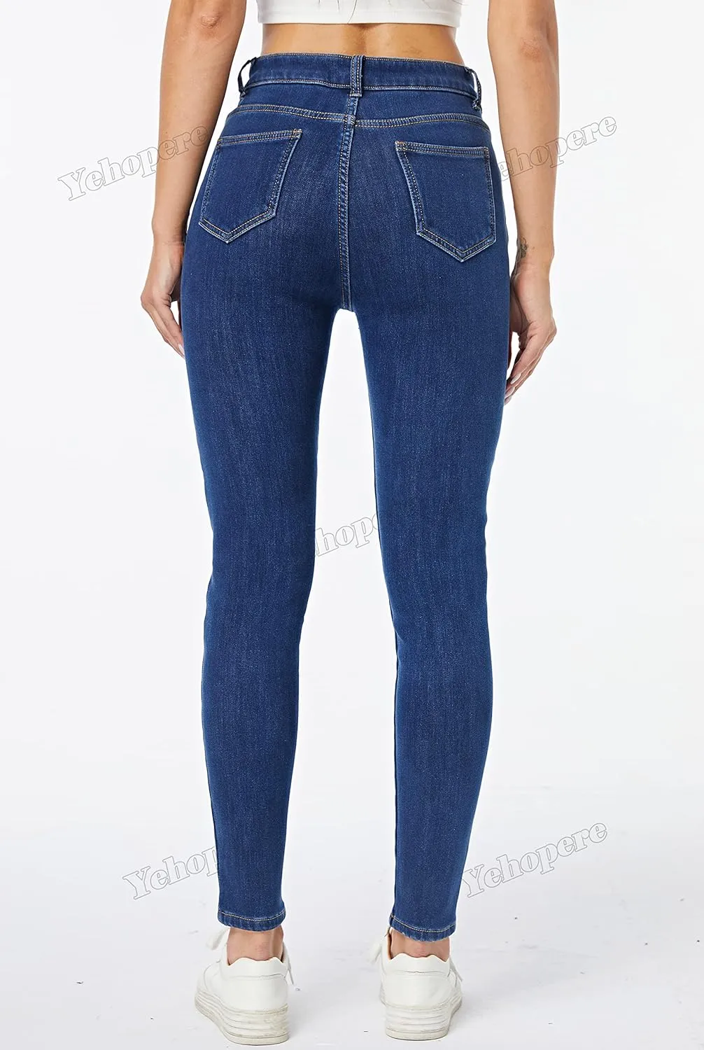 Yehopere Women's Fleece Lined Thermal Winter Jeans Skinny Denim Pants Jeggings Warm Stretch Jeans