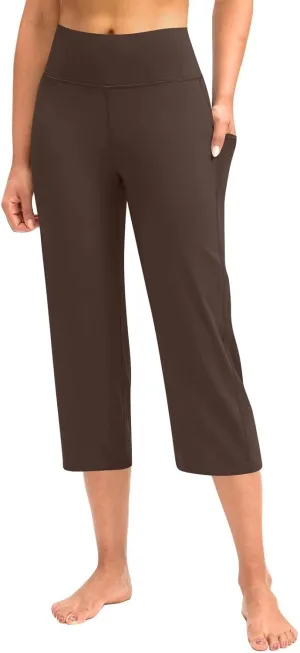 Yoga Capri for Women Trendy 2024 with Pockets Plus Size Capri Leggings Straight Leg Crop Yoga Pant Capris High