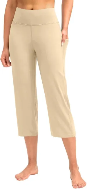 Yoga Capri for Women Trendy 2024 with Pockets Plus Size Capri Leggings Straight Leg Crop Yoga Pant Capris High
